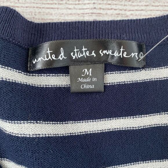 United States sweaters women M NWT Vneck Longsleeve pullover stripe sweater - Picture 7 of 10